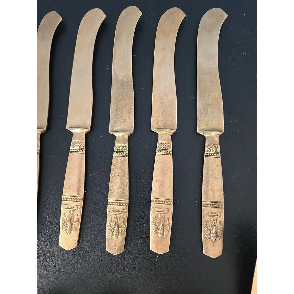 VTG James Quality Jewelers Bangkok Thailand Nickel‎ Bronze Flatware 20pc Set